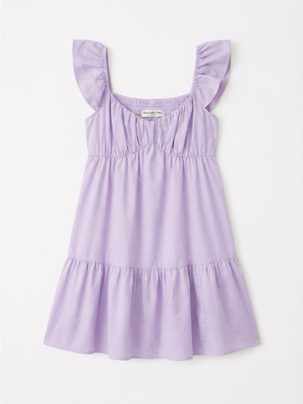 Abercrombie & Fitch Lavender Ruffle Strap Smocked Tiered Mini Dress Size Small - Picture 1 of 5